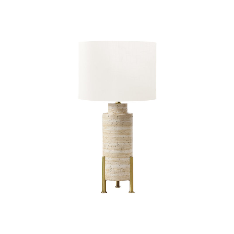 Lighting, 30 po, lampe de table, résine beige, abat-jour ivoire / crème, transitionnel