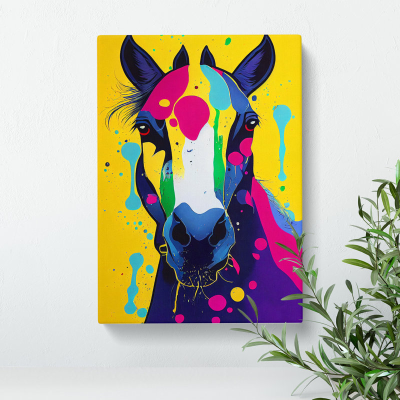 Paint Splash Horse No.4 Abstract - Wrapped Canvas, 76cm H x 50cm W x 3cm D