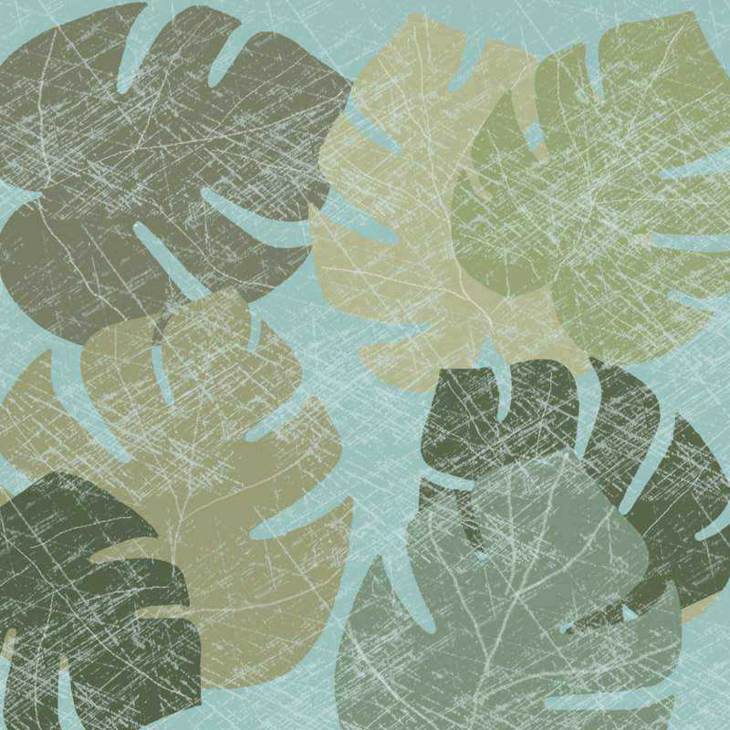Faded Tropical Leaves II - Wrapped Canvas Print, 51cm H x 51cm W