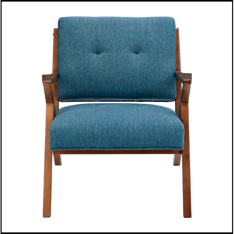 Chaise longue capitonnée en polyester Pecan, Bleu / pacane