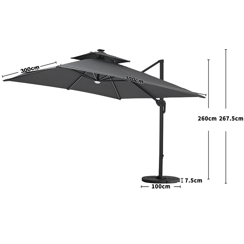 Arale 250cm Lighted Cantilever Parasol