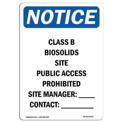 Osha Notice - Class B Biosolids Site Public Sign