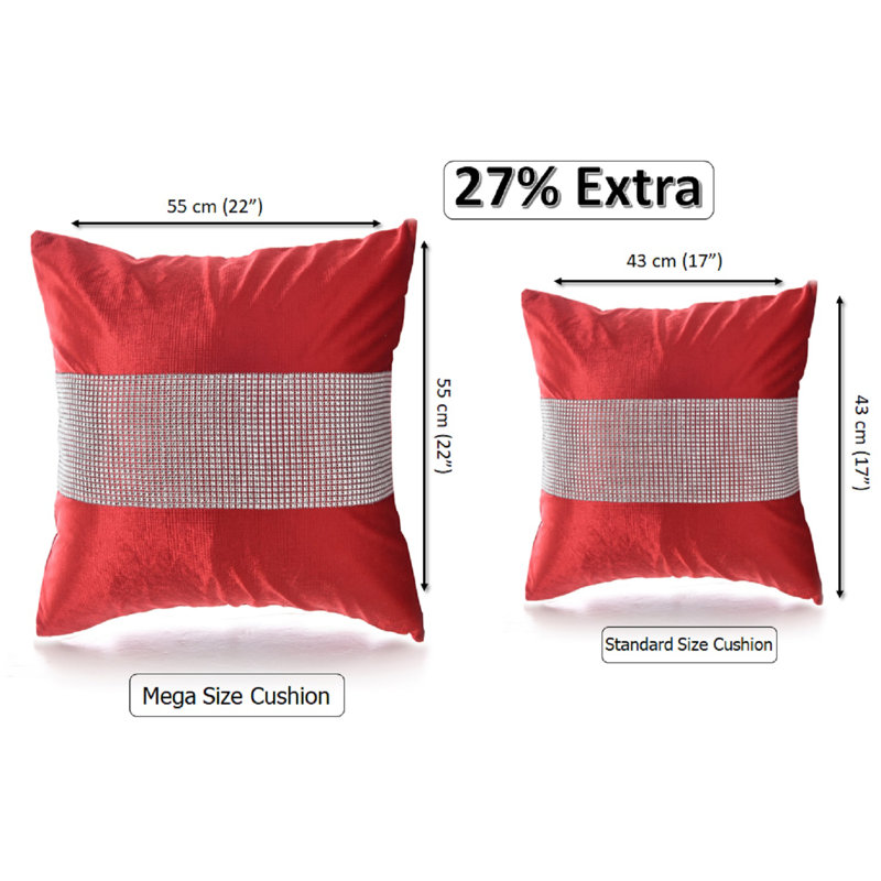 Alsen Striped Square Cushion Cover, Red, 55 H x 55 W x 4 D cm
