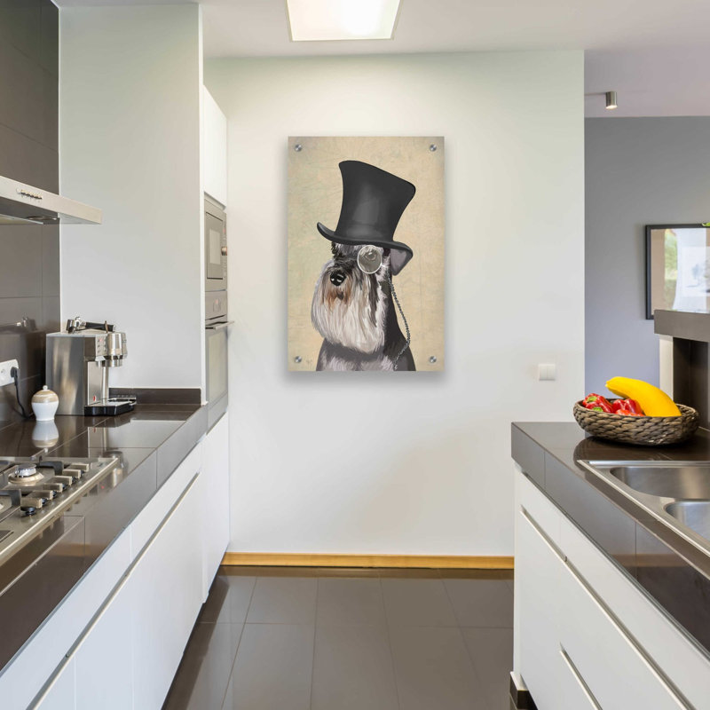 «Schnauzer, Formal Hound and Hat» par Fab Funky, art mural en verre acrylique, H 36 po x l 24 po x P 0,2 po