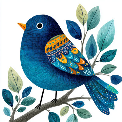 «Bluebird Harmony» - art mural toile fantaisiste