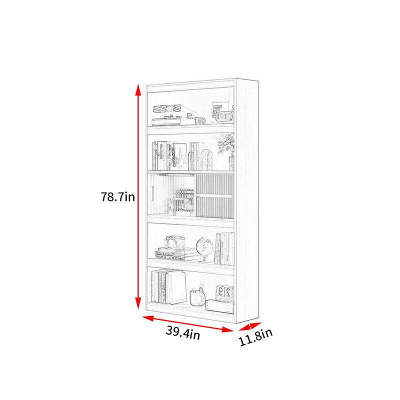 Callum, (4 Shelves) 78.7"H x 39.4"W x 11.8"D