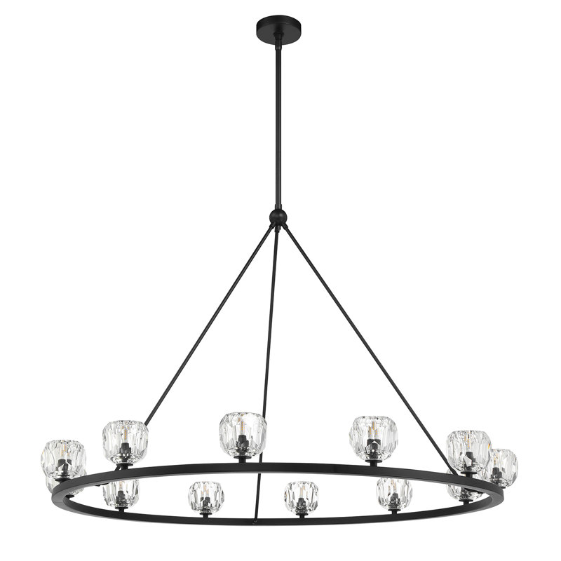 Rashana Matte Black Chandelier, 12 Lights