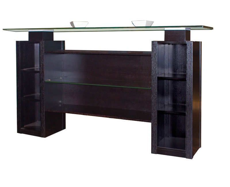 Elite 79'' Wenge Wood Bar with Frosted Glass Top