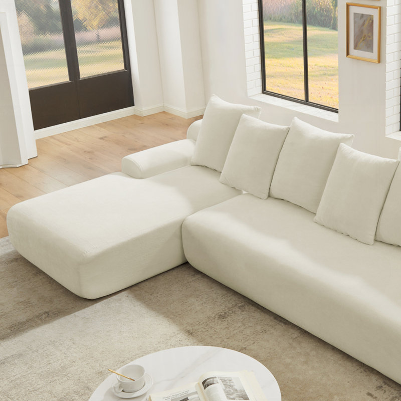 Modern Upholstered L-Shape Sectional Sofa, Beige