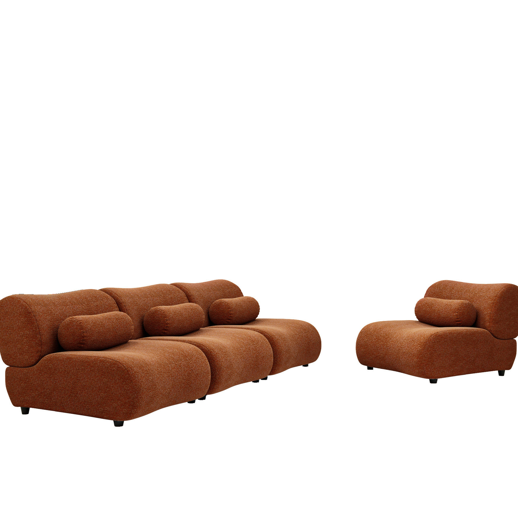 Hokku Designs Elegant L-shaped Orange Chenille For Modern Interiors ...