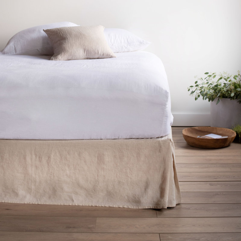 100% French Linen Bedskirt, Putty Heather, Full