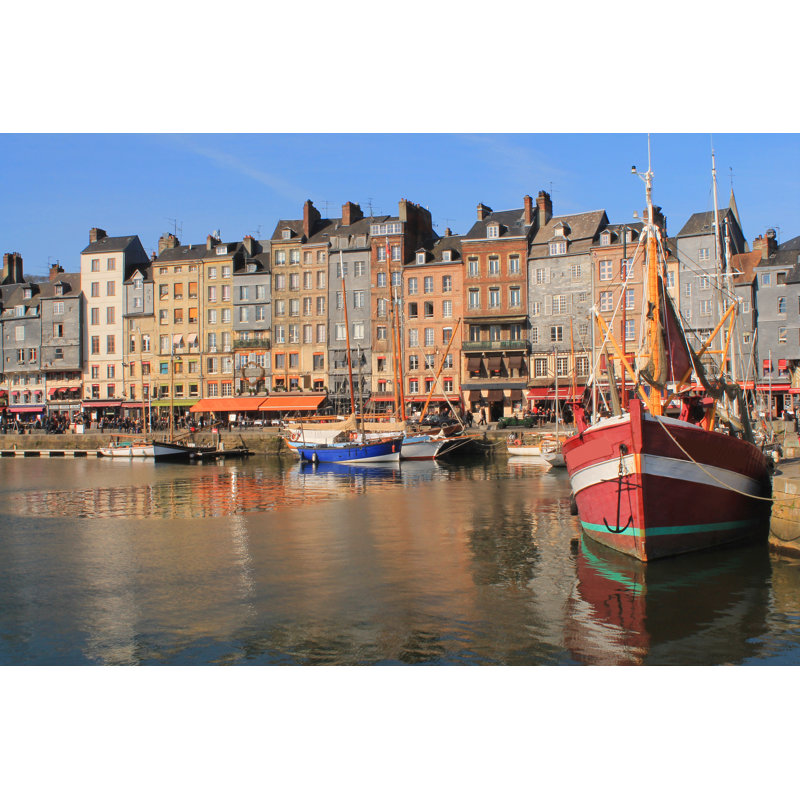 Old Honfleur Basin, France - Photographie sur toile tendue, H 32 po x l 48 po x P 1 po