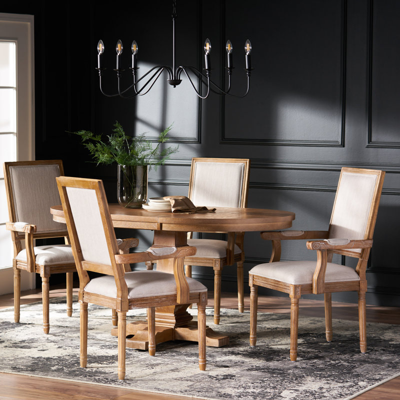 Hilderbrand 4 - Person Extendable Pedestal Dining Set, Natural, Beige
