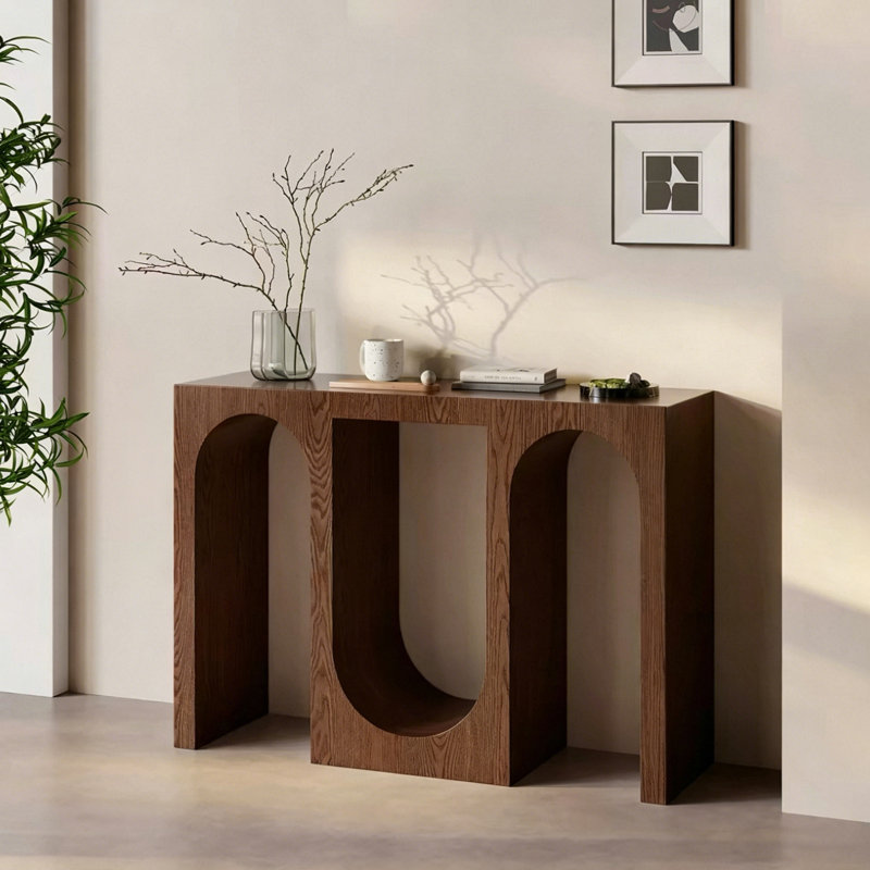 Console minimaliste de style italien brun, 31.5" H x 55.1" W x 13.8" D