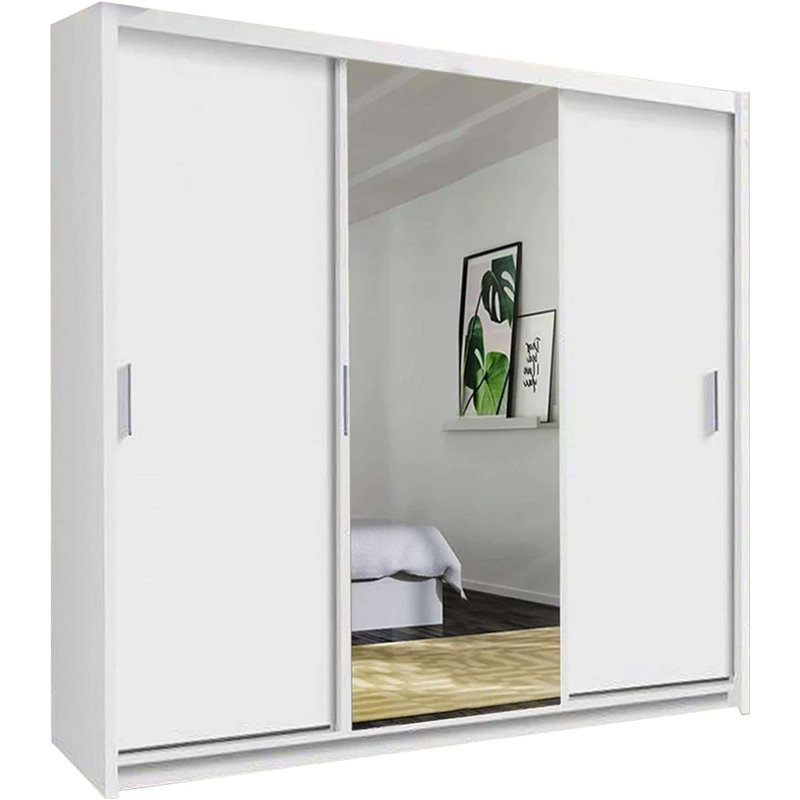 Chuipek 3 Door Manufactured Wood Wardrobe, White