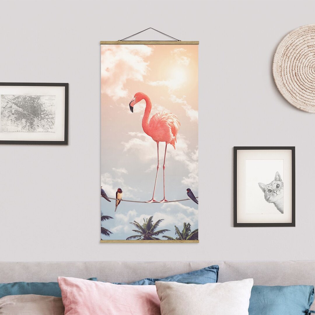 Stoffbild Sky mit Flamingo von Jonas Loose