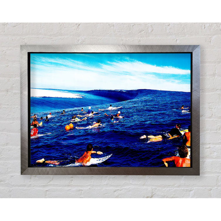 Surfers Hunt For The Ultimate Wave - Single Picture Frame Print