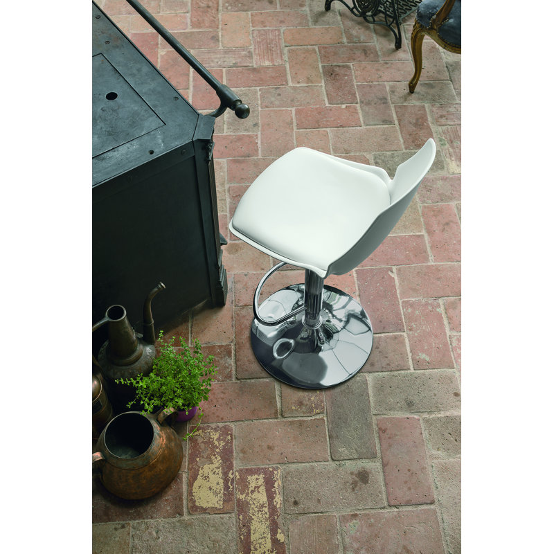 Valencia Swivel Upholstered Adjustable Height Counter Stool with Metal Frame, White