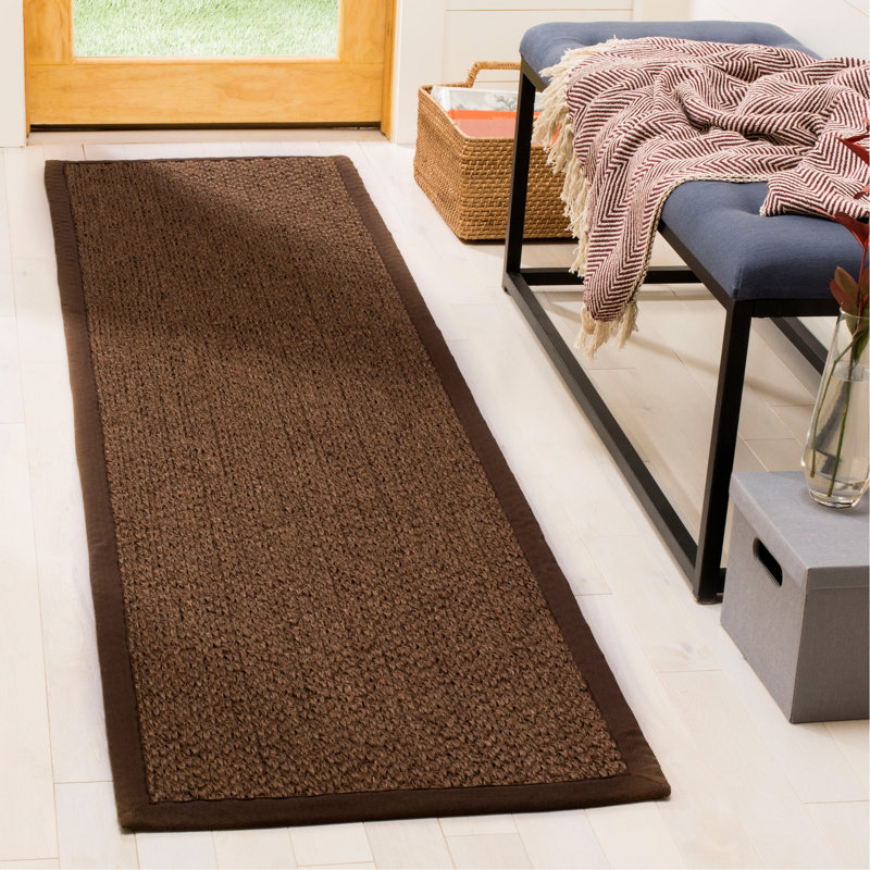 Debroh Natural Fiber Sisal With Latex Solid Color Rug, Runner 2' x 8'