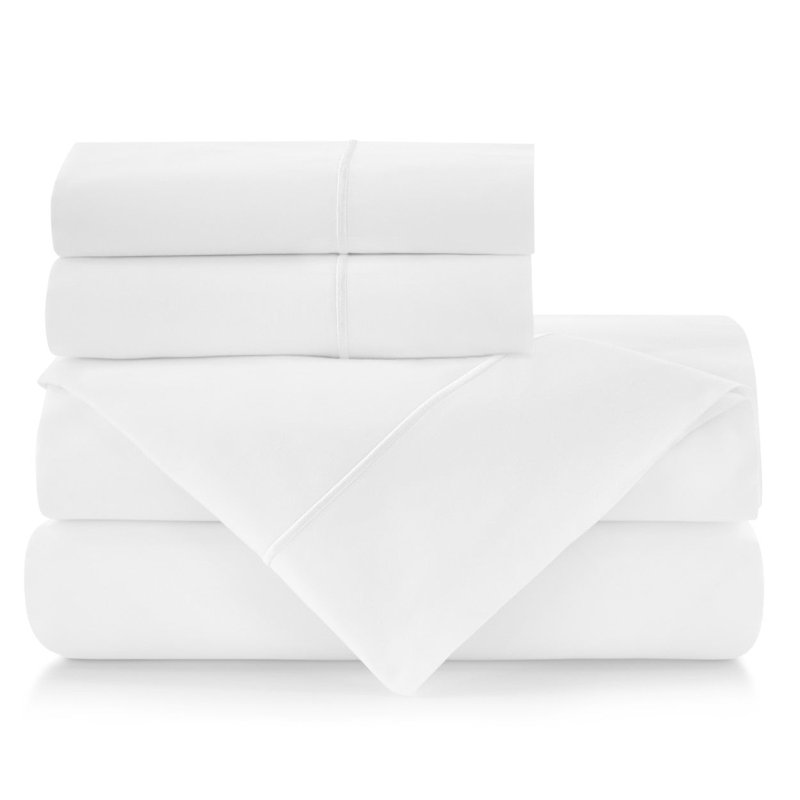  Boutique Percale Sheet Set, Twin Sheet Set with 2 Pillowcases, White