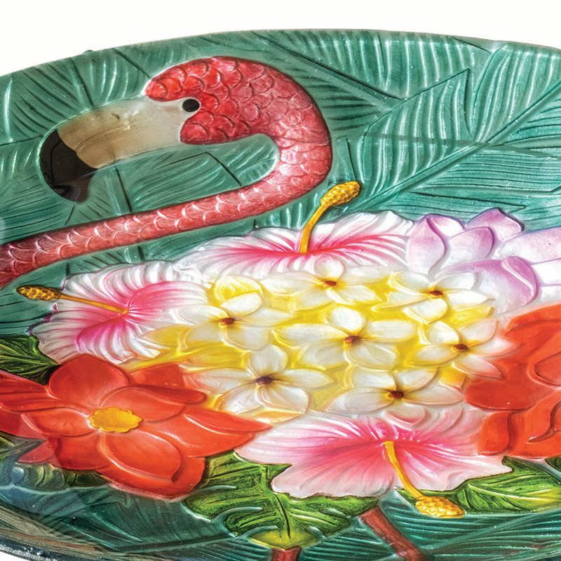 Bain d'oiseaux en verre 17,8 "avec support en métal Teamson Home, multi