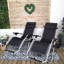 Caymus Multi Position Garden Zero Gravity Relaxer Chair Sun Lounger in Black & Silver