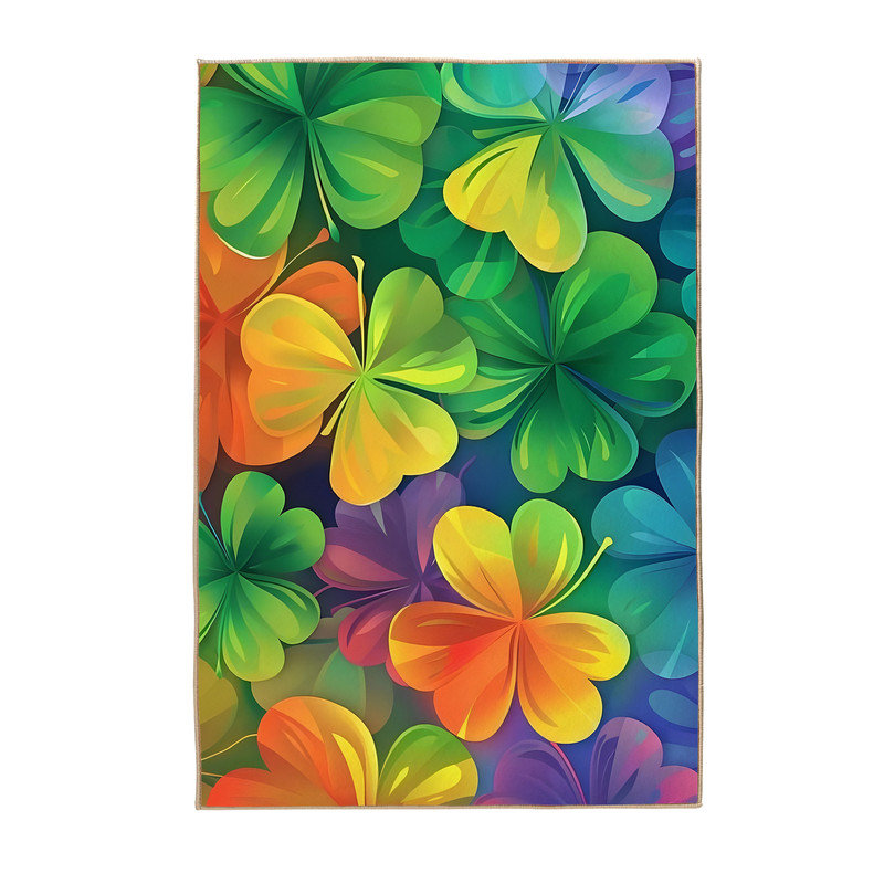 Non-slip Door Mat Entrance Mat, St. Patrick's Day Outdoor Doormat, Clover 02, 24"W X 36"L