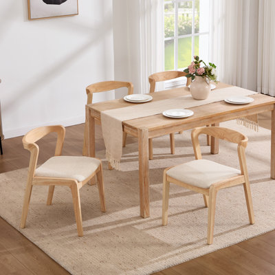 Avia 19.1" ScandinRaeannn Upholstered Dining Chair with Curved Backrest Solid Wood Frame
