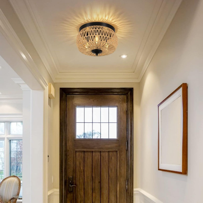 Rattan LED Semi Flush Mount
