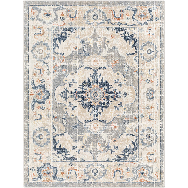Kenn Washable Oriental Indoor Rug, Rectangle 5'3" x 7'