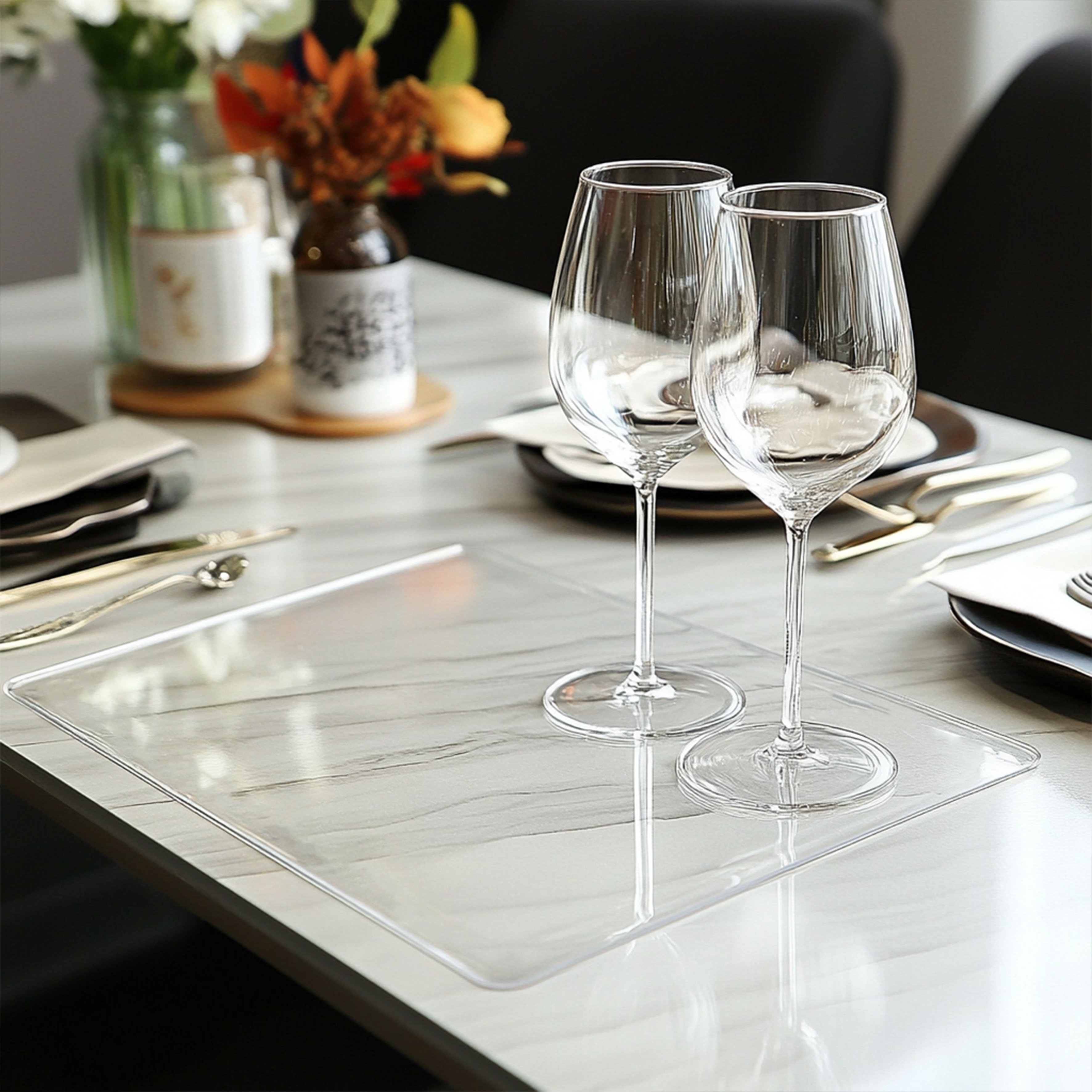 Symple Stuff PVC Clear Dining Table Office Desk Mat Table Cover ...