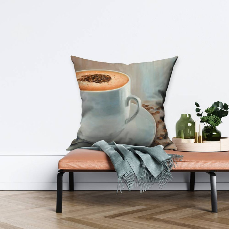 Cappuccino time - 26"x26" Throw pillow - Poly twill - Print on demand, Polyester/Polyfill, 26" H x 26" W