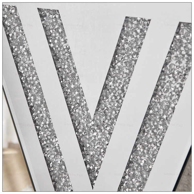 Inverted Triangular Mirror Coffee Table with Crystal Diamonds, Ideal for Living Rooms and Small Spaces, Elegant and Space-Efficient