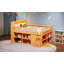 Grand lit mezzanine avec rangement, tête de lit à DEL et finition naturelle pour les chambres d'enfants modernes