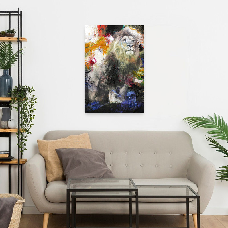Lion, art urbain contemporain, H 24 po x l 16 po