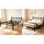 Structure de lit plateforme en métal avec tête de lit décorative, espace de rangement sous le lit, aucun sommier nécessaire