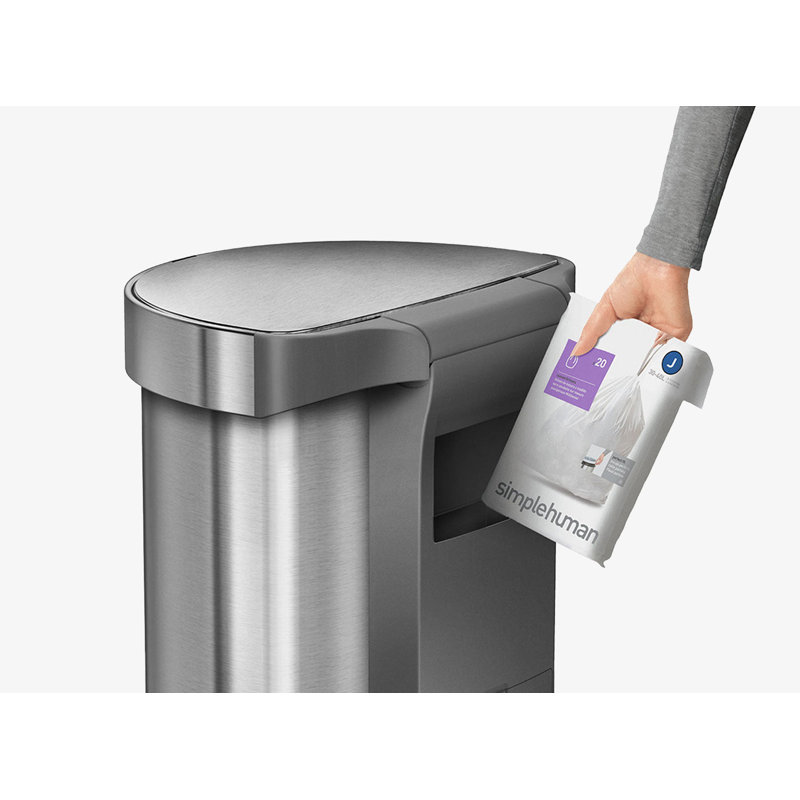 simplehuman 45 Liter / 12 Gallon Semi-Round Automatic Motion Sensor Trash Can, Brushed