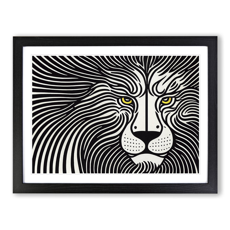 Celebrated Abstract Lion - Framed Print, Black, 46cm H x 64cm W x 2cm D