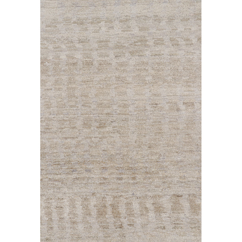 Hand Knotted Striped Area Rug, Rectangle 6' x 8'