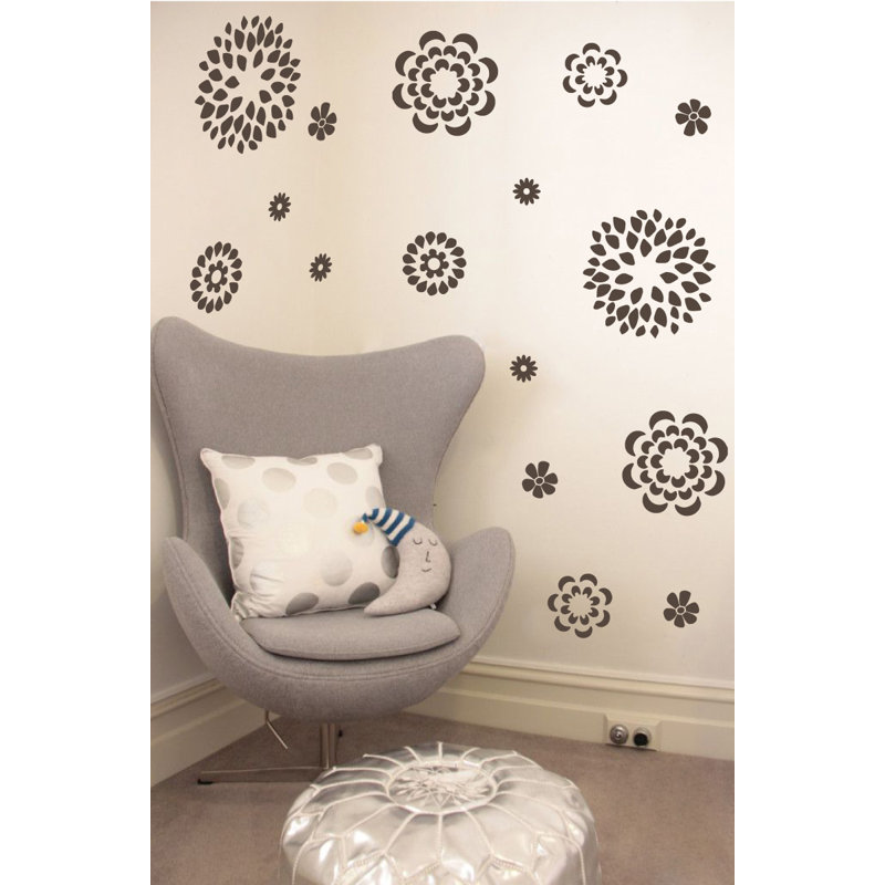 Adhésif décoratif motif floral, H 19 po x l 24 po x P 0,01 po, Brun
