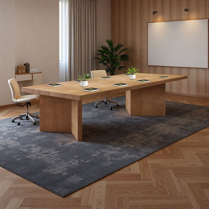 Modern Solid Wood Rectangular Conference Table for 8 People, 29.53" H x 94.49" L x 39.37" W