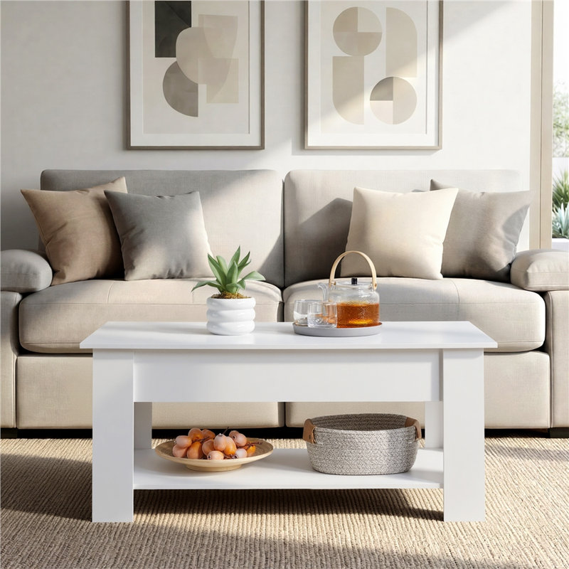 Table basse Ajeem, Blanc, H 16,5 po x L 39 po x l 20 po