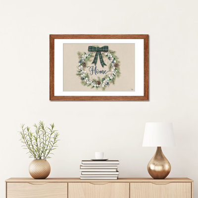 Winterberry Home Wreath - reproduction d'art murale - papier d'art encadré