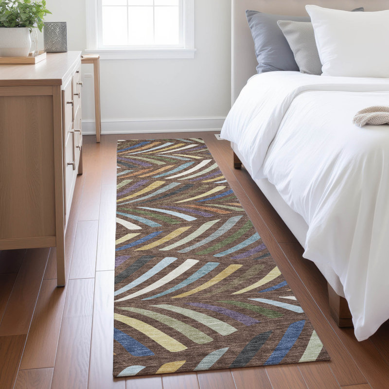 Machine Washable Indoor/Outdoor Chantille ACN2475 Mid-Century Modern Rug, Fudge, 2'3" x 7'6" Runner