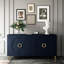Buffet moderne moderne laqué 4 portes en bois bleu marine pour vestibule, salon, couloir, bureau, cuisine et salle à manger avec tablettes réglables-122643041-122643038