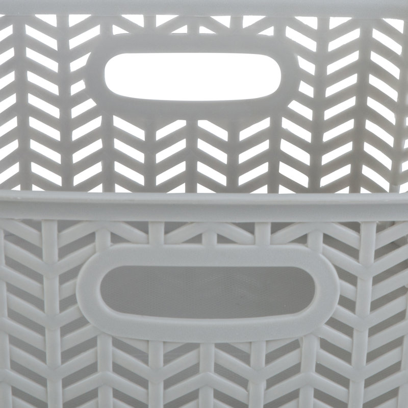 Simplify Plastic Decorative Basket, Gray, 3.94" H x 7.87" W x 9.84" D, 3