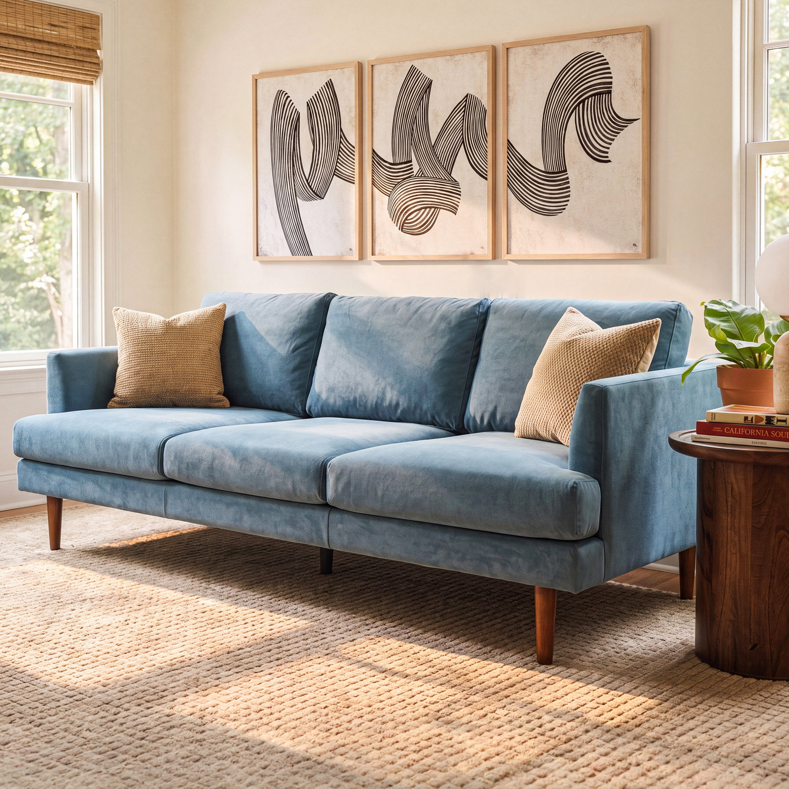 Miller 84" Velvet Sofa, Blue Velvet