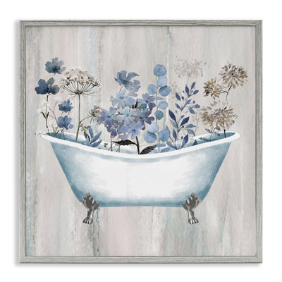 Rustic Blue Floral Tub Framed Giclee Art by Conrad Knutsen