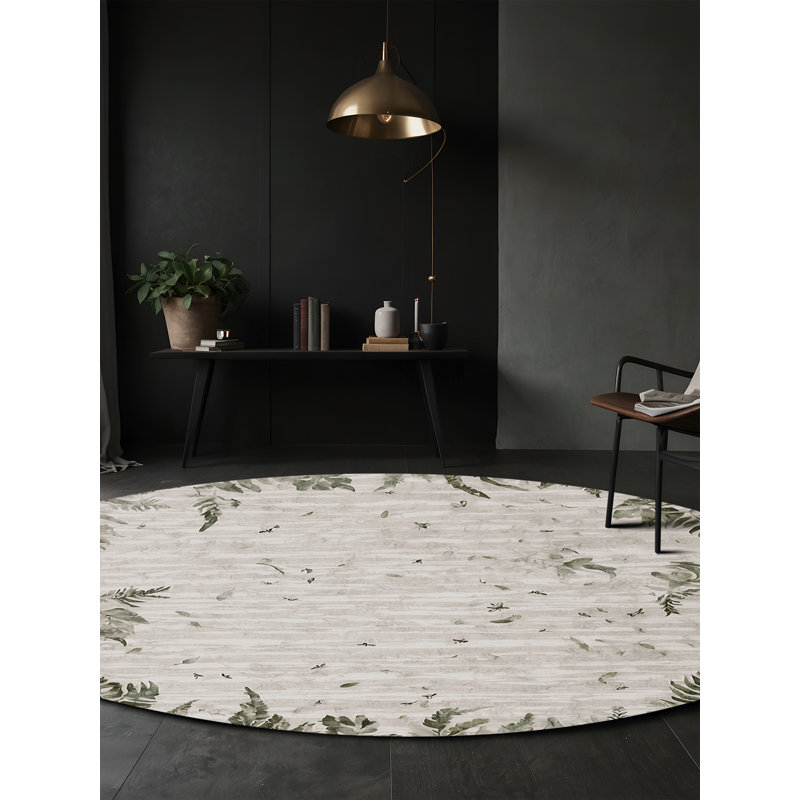 Machine Washable Beige Area Rug, Round 3'