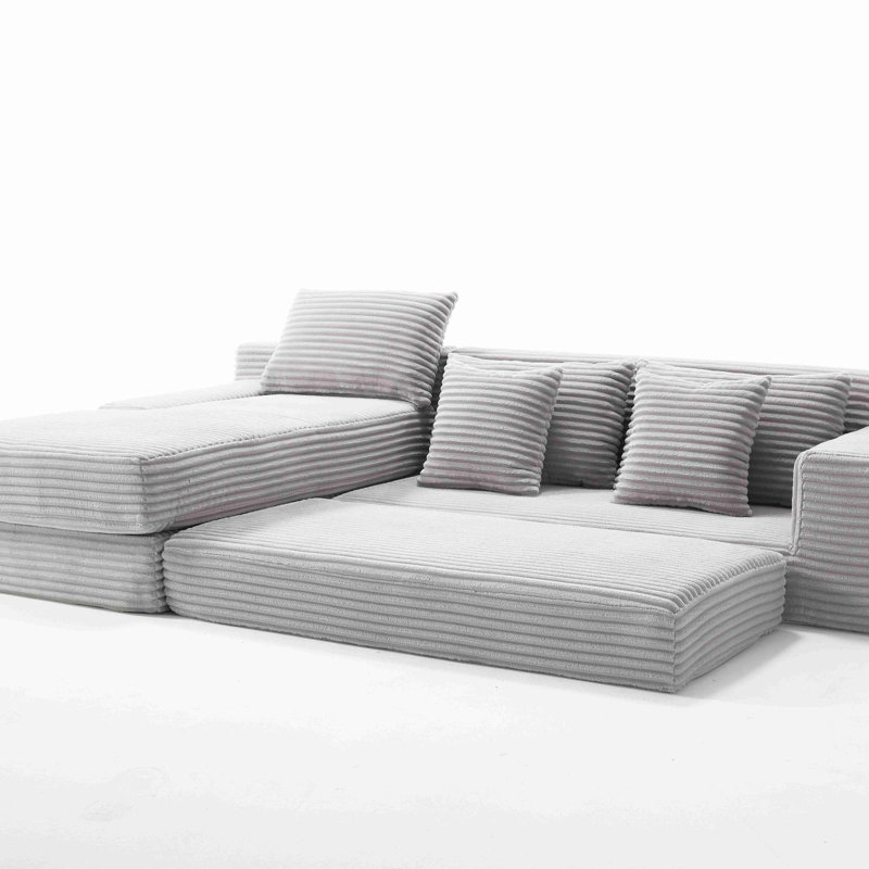 Convertible Sofa Bed, Light Gray Fabric